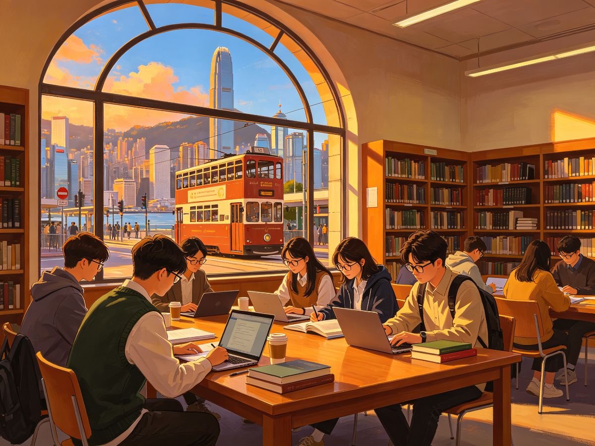 香港大学图书馆研究生学习场景