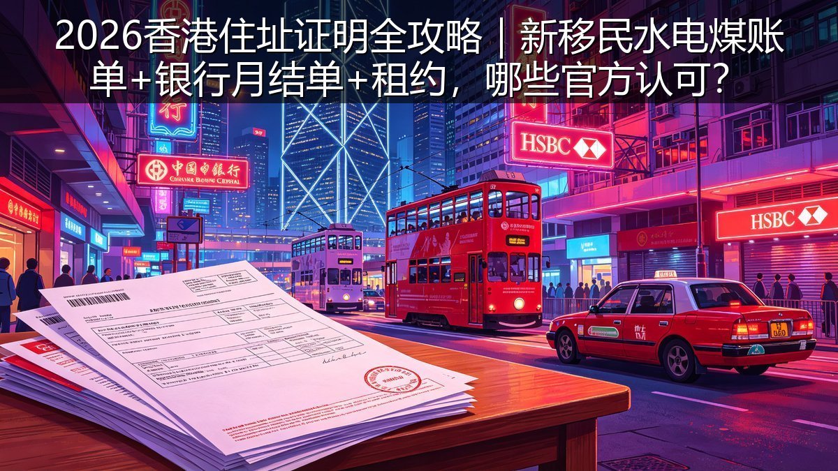 2026香港住址证明全攻略｜新移民水电煤账单+银行月结单+租约，哪些官方认可？