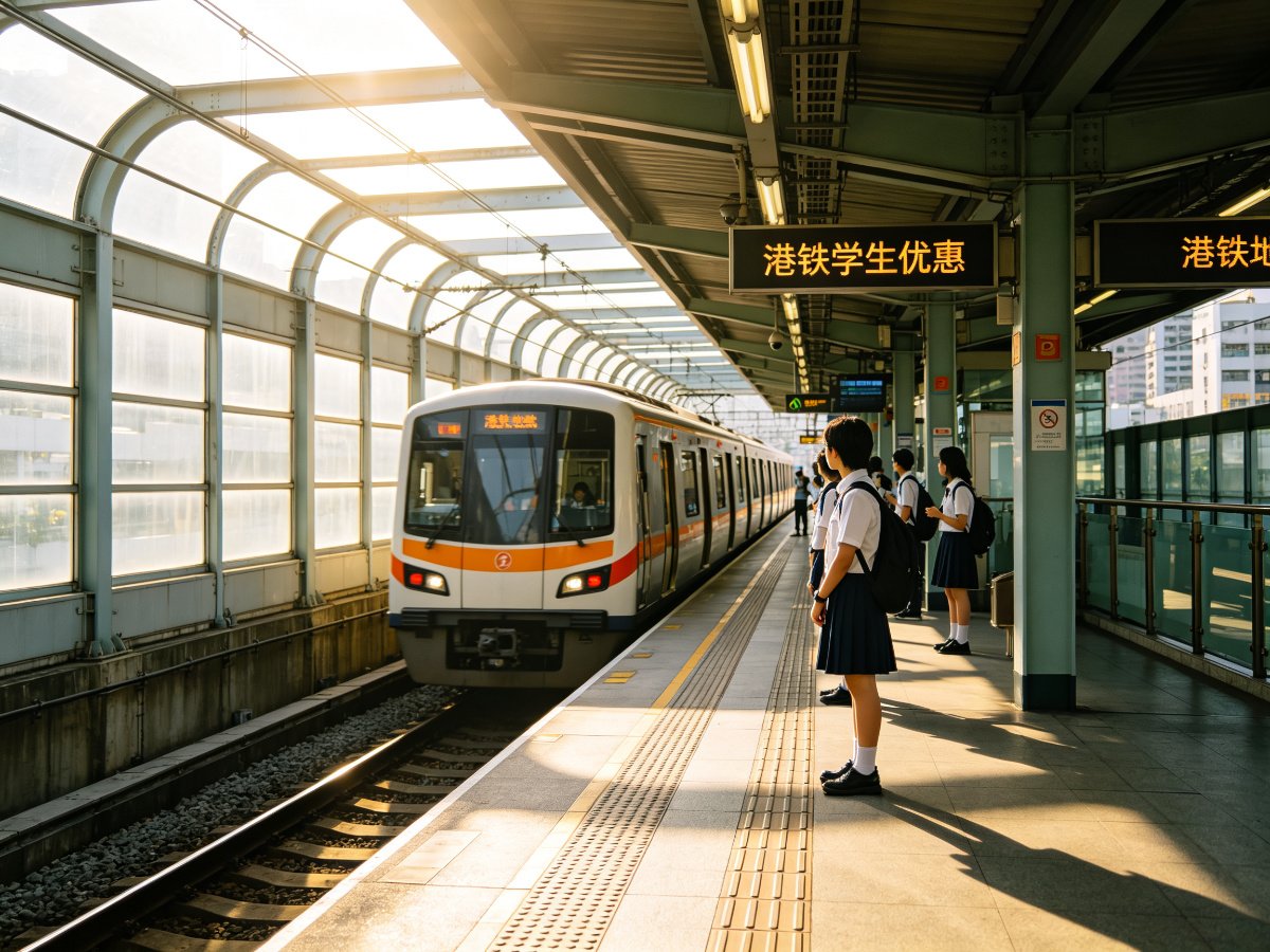 港铁站台学生乘车