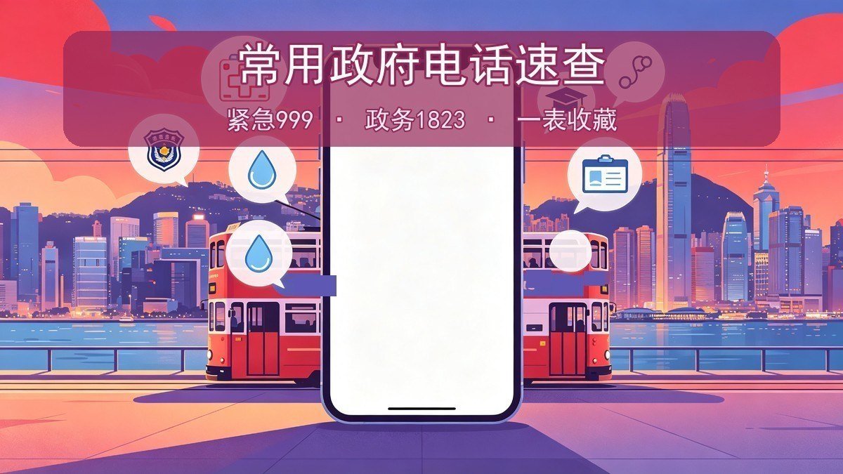 2026香港常用政府电话速查｜紧急999+1823+入境处/教育局/医管局/水务署热线