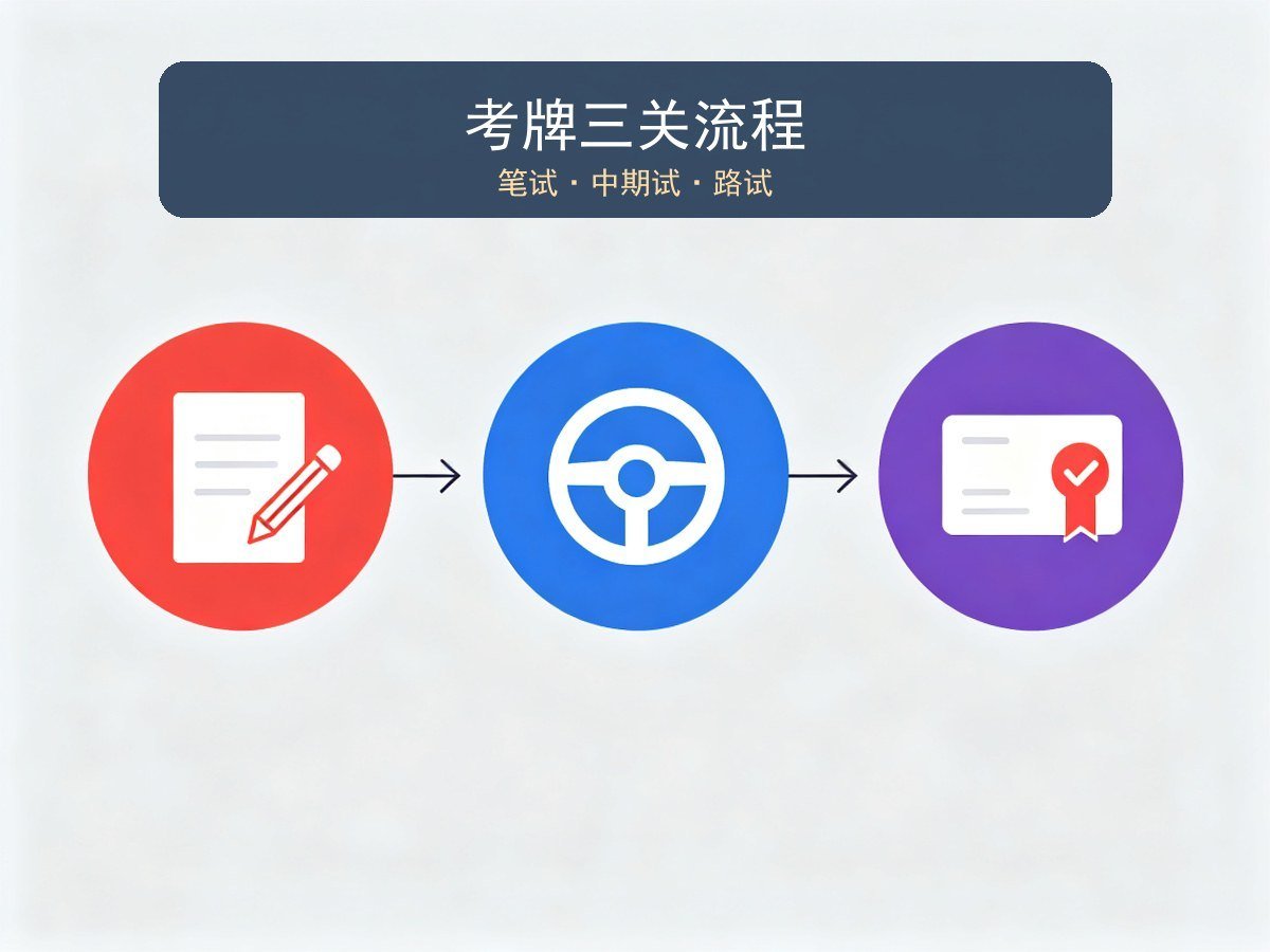 香港考牌笔试中期试路试三关流程图