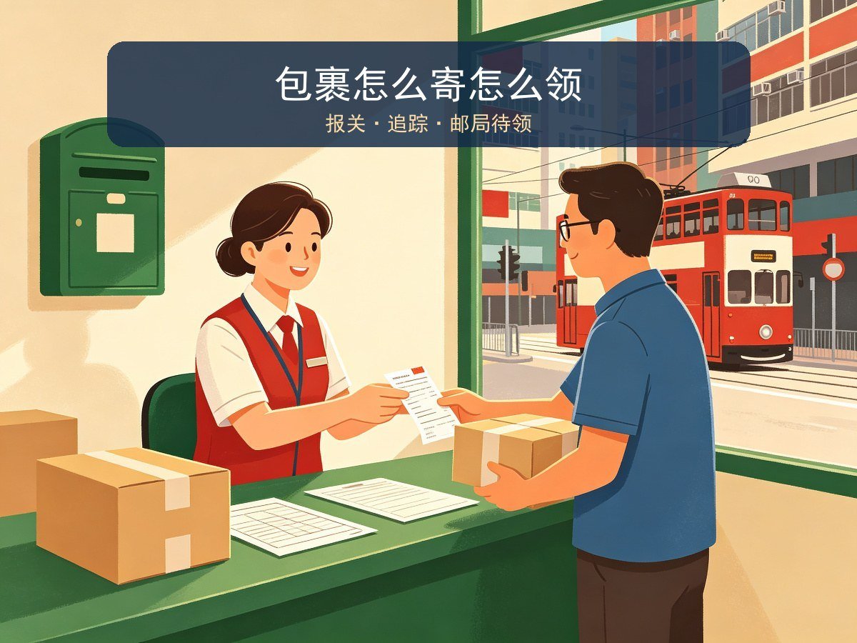 香港邮局柜台寄包裹领取邮件场景