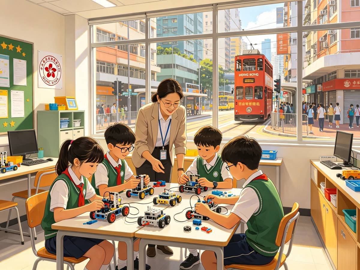香港资优学生STEM机器人课堂 老师指导 叮叮车窗外