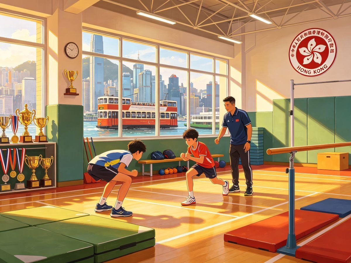 香港学生运动员体育馆训练 教练指导 叮叮车窗外 奖杯