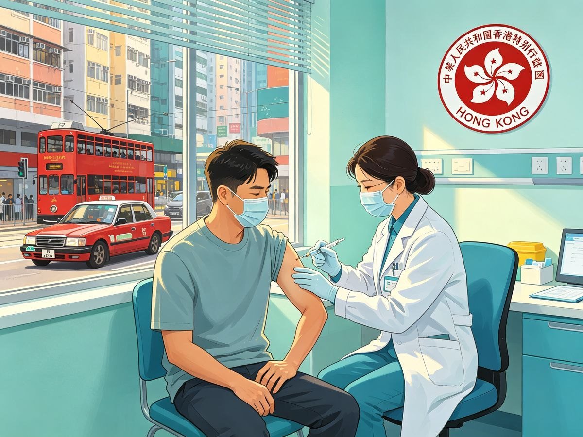 香港诊所成人接种疫苗 医生 叮叮车红色出租车窗外