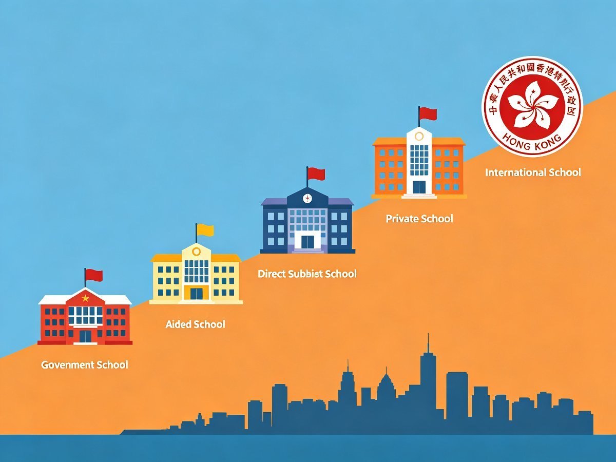 香港五类学校对比信息图 官立资助直资私立国际学校建筑