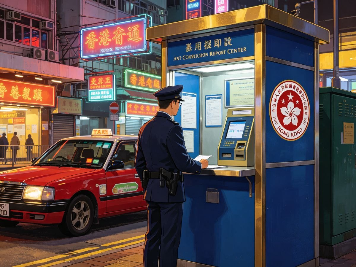 香港廉政公署举报中心 红色出租车霓虹