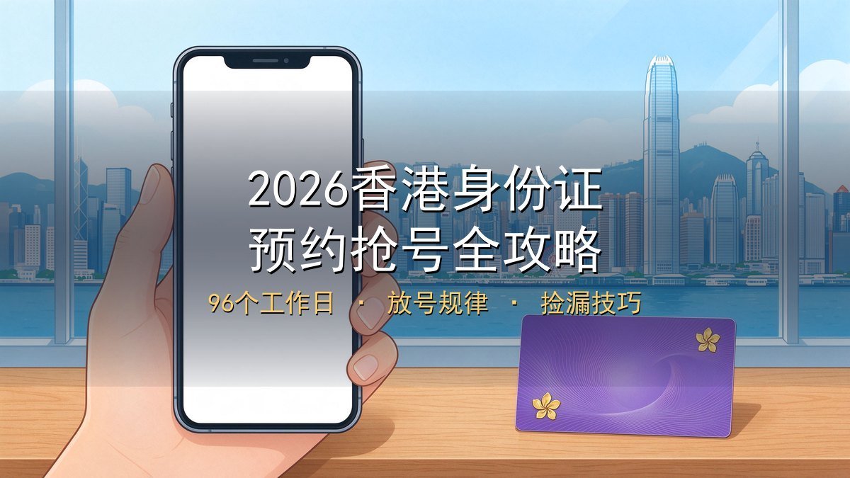 2026香港身份证预约抢号全攻略｜96个工作日+放号规律+捡漏技巧+改期操作