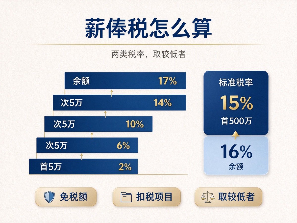 香港薪俸税累进税率与两级制标准税率对比信息图