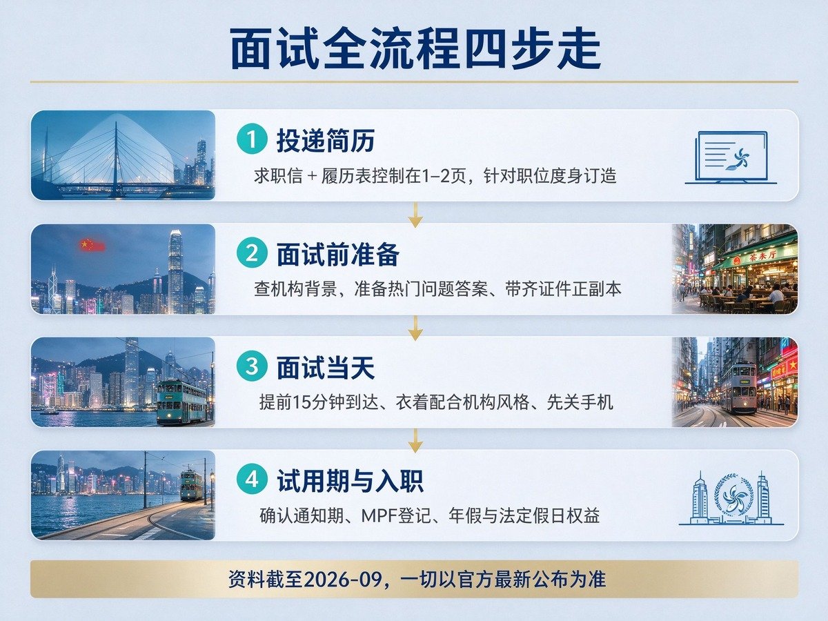 香港求职面试全流程信息图 四步走